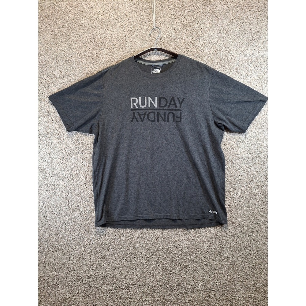 The North Face T Shirt Mens L Gray Runday Funday Graphic Short Sleeve Active Tee
